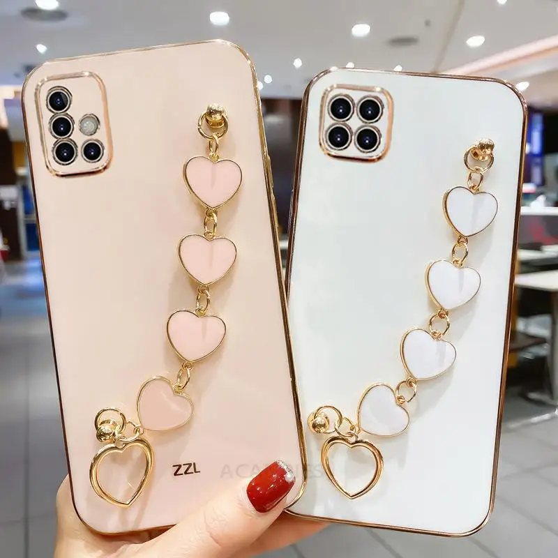Elegant Love Heart Bracelet Chain Case - Fashion Plating Cover