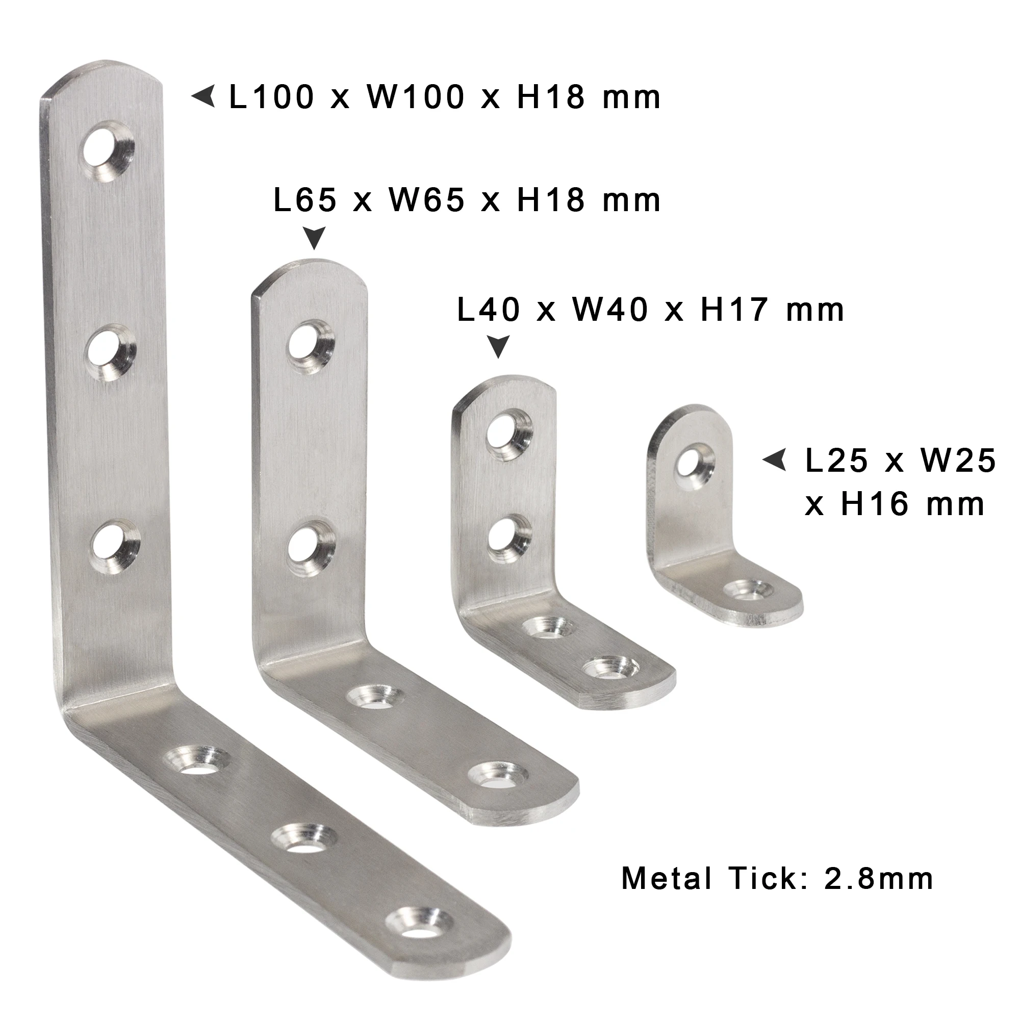 10PCS L Shaped Corner Brackets 90 Degree Right Angle Stainless Steel Bracket for Wood Furniture Bedframe Cabinet wood furniture brackets