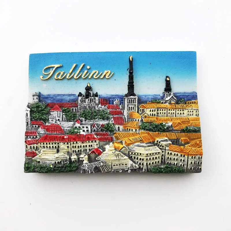 

Fridge magnet Tallinn Architecture Landscape Decoration Resin Refrigerator Magnet Message Sticker Tourism Souvenir Gift