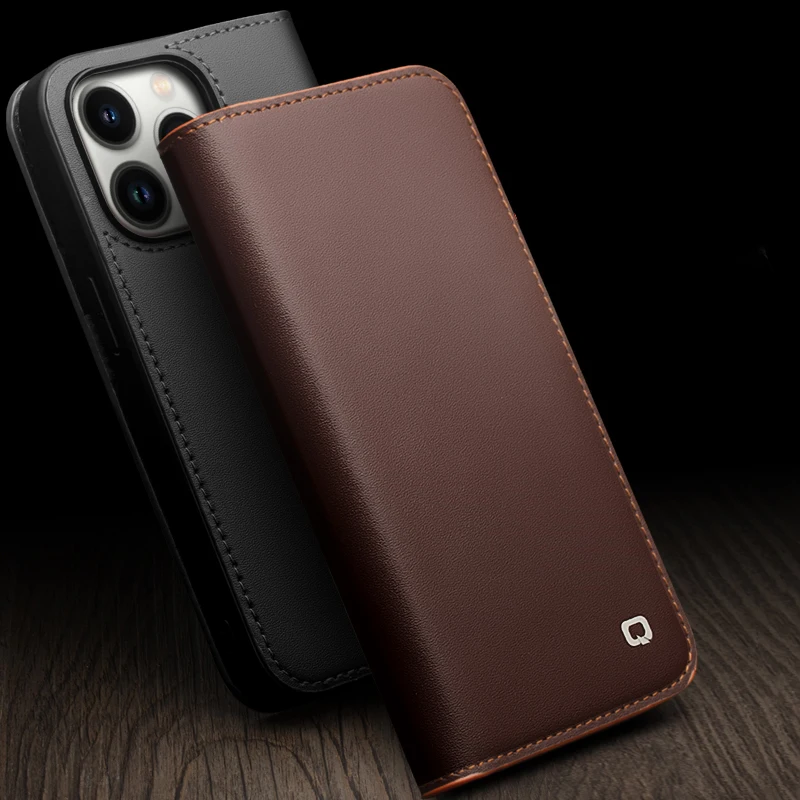 Qialino Classic iPhone 14 Pro Max Wallet Leather Case