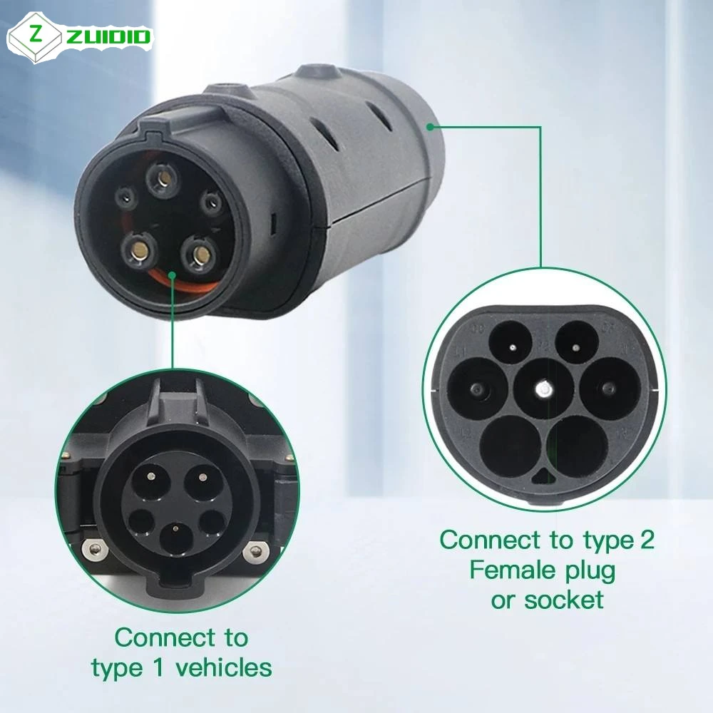 32A Type 1 to Type 2 EV Charging Adapter Connector SAE J1772 to Tesla