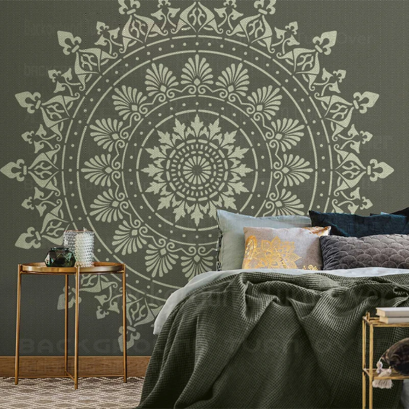 Large Mandala Flower Wall Stencil for Plaster Decor and Furniture Painting
