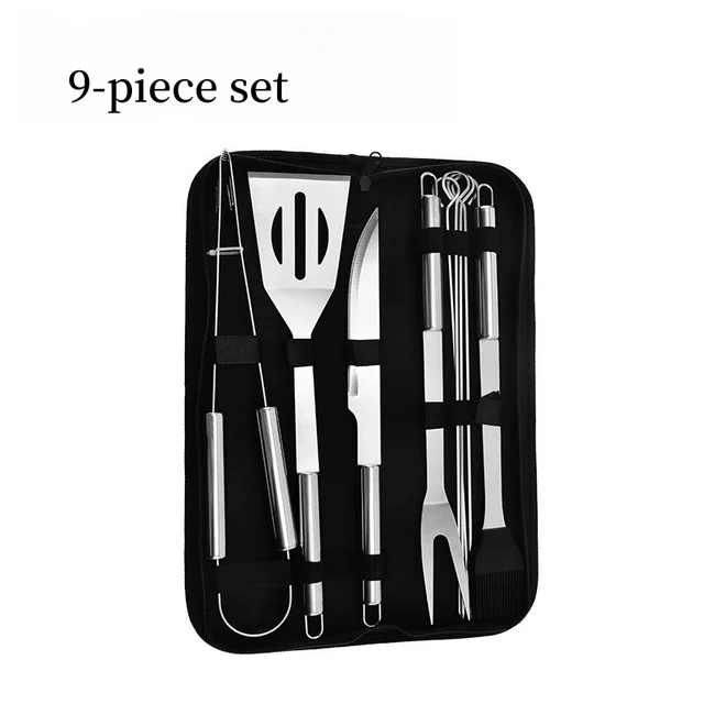 Set da forno in acciaio inossidabile Strumenti combinati per barbecue Griglia per barbecue all'aperto Set per barbecue Set per barbecue Borsa di stoffa portatile Strumenti di cottura 2