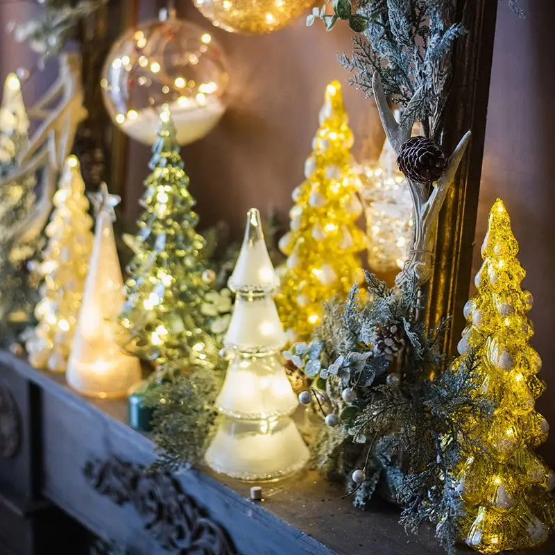 

Glass Christmas Tree Lights, Glow on Christmas Tree Scene, Gift Decoration, Home Decoration