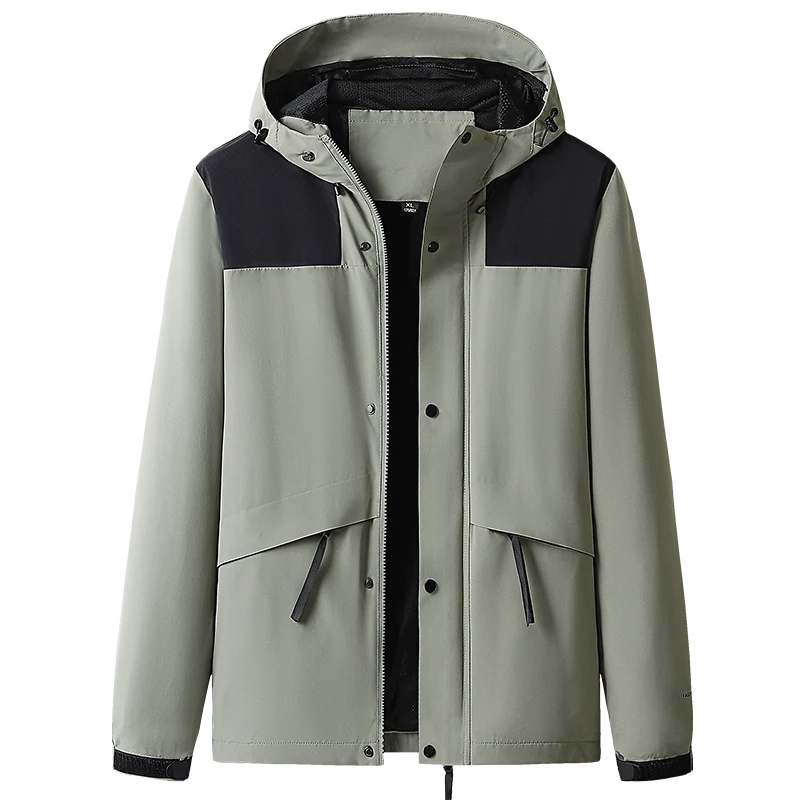 

Outdoor Men Women Waterproof Jacket Hooded Sportswear Casual Coats Fashion All Match Loose Long Sleeve Patchwork Clothes Outwear