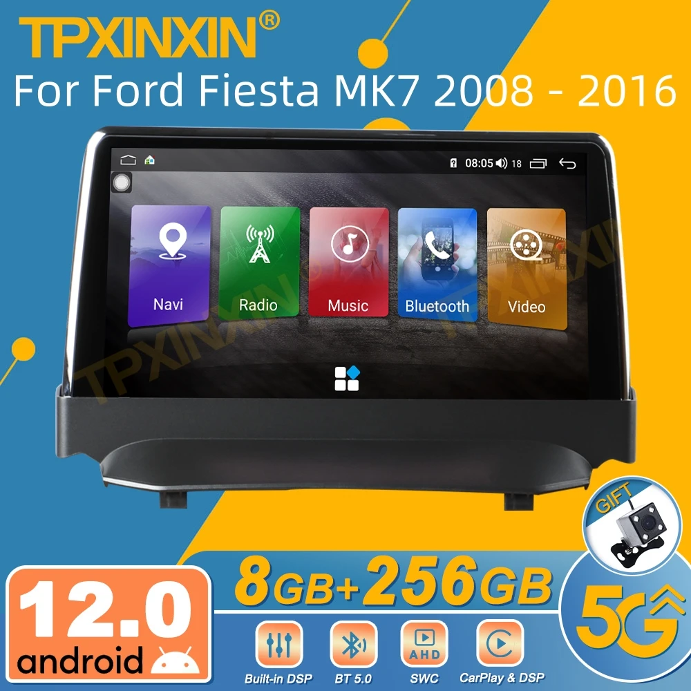 Per Ford Fiesta Mk7 2008 - 2016 Autoradio Android Ricevitore Stereo 2Din Autoradio Lettore Multimediale Gps Navi Head Unit Screen