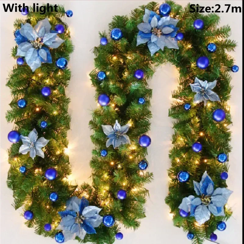 thumbnail image 1 of Guirnalda de ratán para Navidad, decoración para escaleras, chimenea, árbol de Navidad, pancarta de ratán, coronas para escaleras con luz, 1 of 5