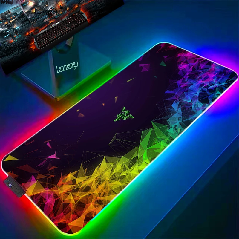 RGB Mouse Pad RAZER Pc Gamer Cabinet Desk Mat Speed Large Keyboard Xxl Carpet Gaming Accessories Luminous Mousepad Backlight Rug