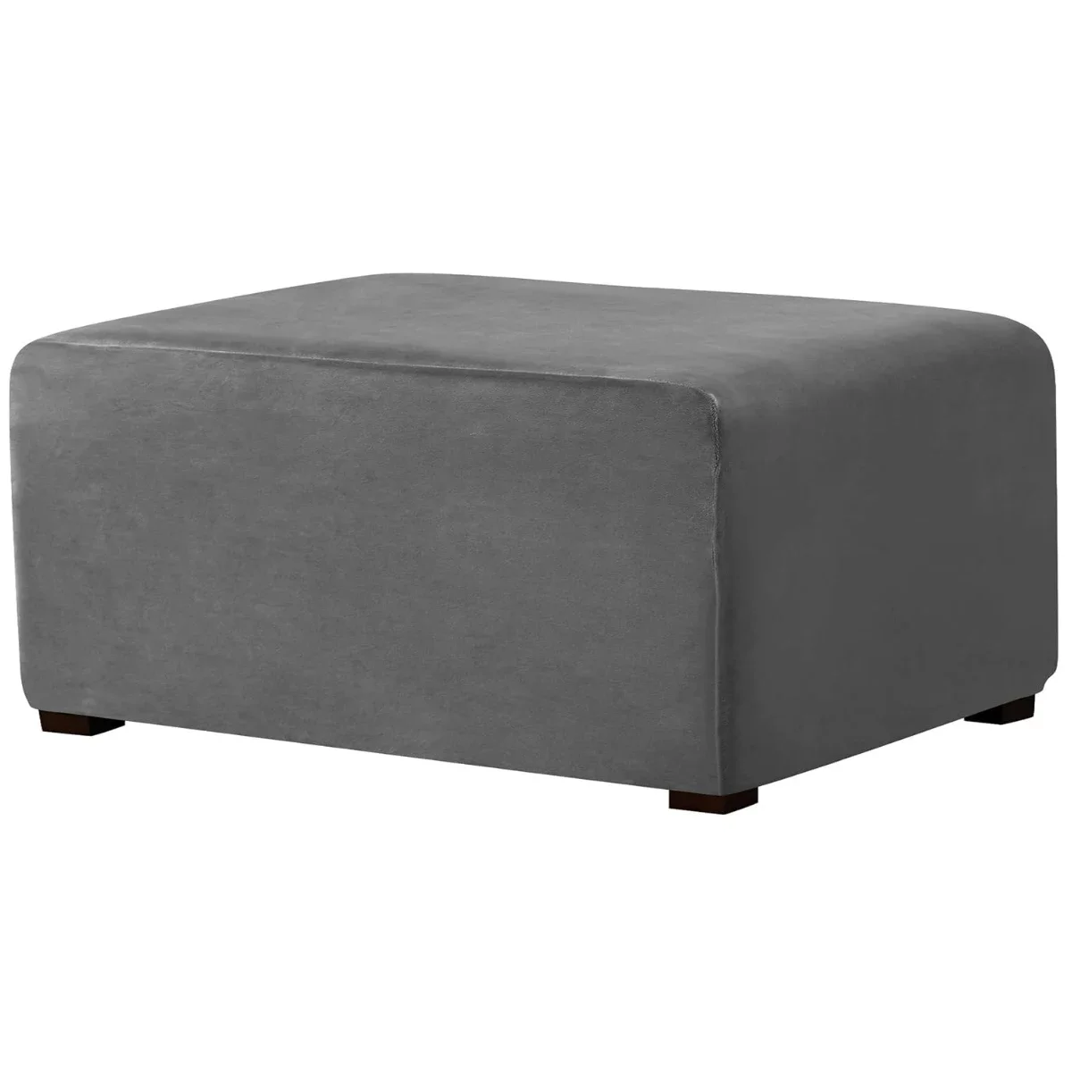 Luxurious Velvet Stretch Rectangle Ottoman Slipcover - Washable and Removable Footstool Protector