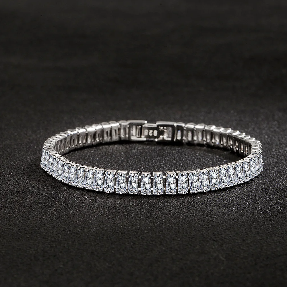 Exquisite 925 Sterling Silver Crystal Charm Bracelet for Women - Elegant Designer Jewelry Gift