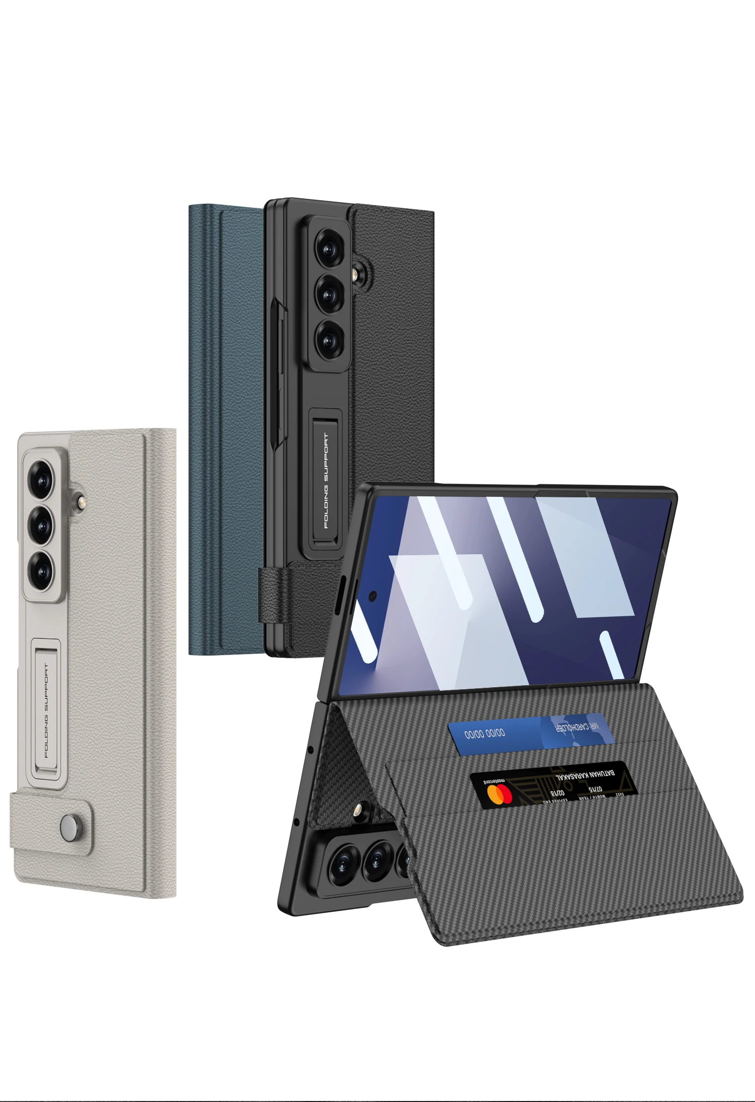 Luxury Leather Fold Stand Case For Samsung Galaxy Z Fold 7 Card Package Case Out
