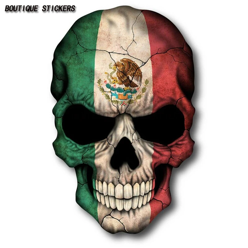 

SKULL MEXICO FLAG MEXICAN DECALCAR STICKER 3M USA TRUCK HELMET VEHICLE WINDOW WALL Waterproof PVC decal