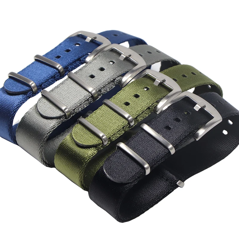 

Premium Quality Herringbone 20mm 22mm Seatbelt Watch Band Nylon Strap For Military Striped Replacement Watch