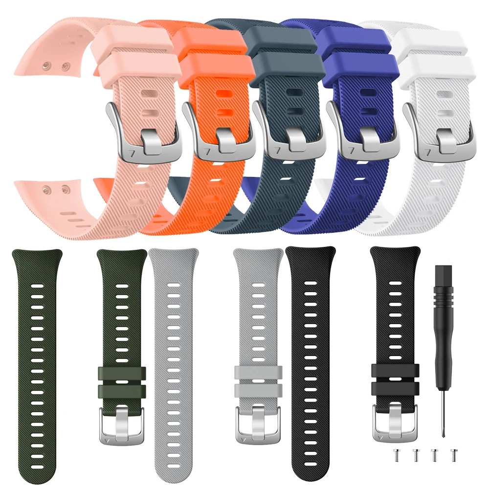 Soft Sport Silicone Smartwatch Replacement Band with Tool for Forerunner Watch