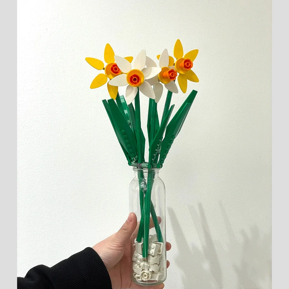 2024 센모 수선화 장미 해바라기 튤립 꽃 빌딩 블록, 홈 데스크탑 장식, 어린이 발렌타인 데이 선물, 신제품 