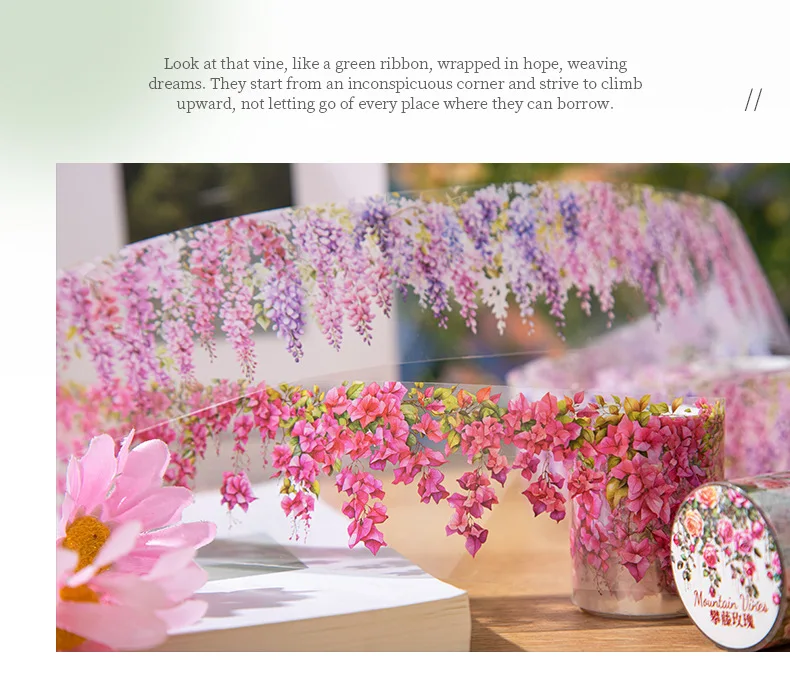 S7783f64eda4b43d49c7439af6b5ad412A 5x200cm 1 roll INS Fresh vine theme PET tape Stickers Adhesive DIY Scrapbooking Diary Scrapbooking Collage material Scrapbooking Mallzona