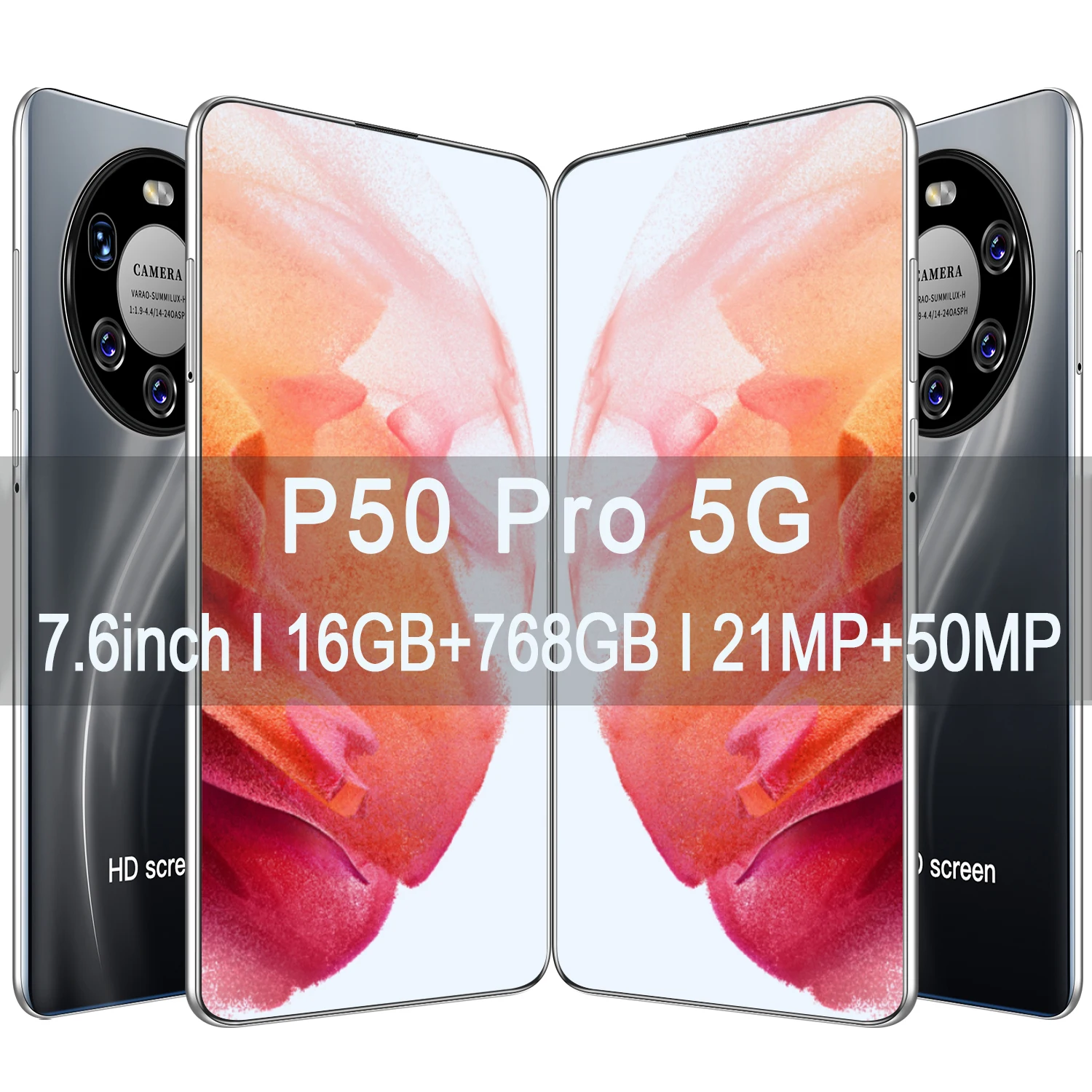 P50 Pro cheap smartphone new Cell Phone Android11.0 and 7.6Inch HD Screen 16GB+768GB 5G Network Smartphone |