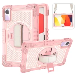 Versatile 360° Rotating Tablet Case with Kickstand, Shockproof Protection, and Hand & Shoulder Straps for Redmi Pad 10.61 inch (RoseGold)