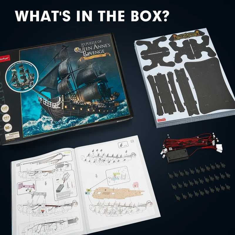 大人と子供のための大きな黒の真珠海賊船段ボールの帆船のビルディング