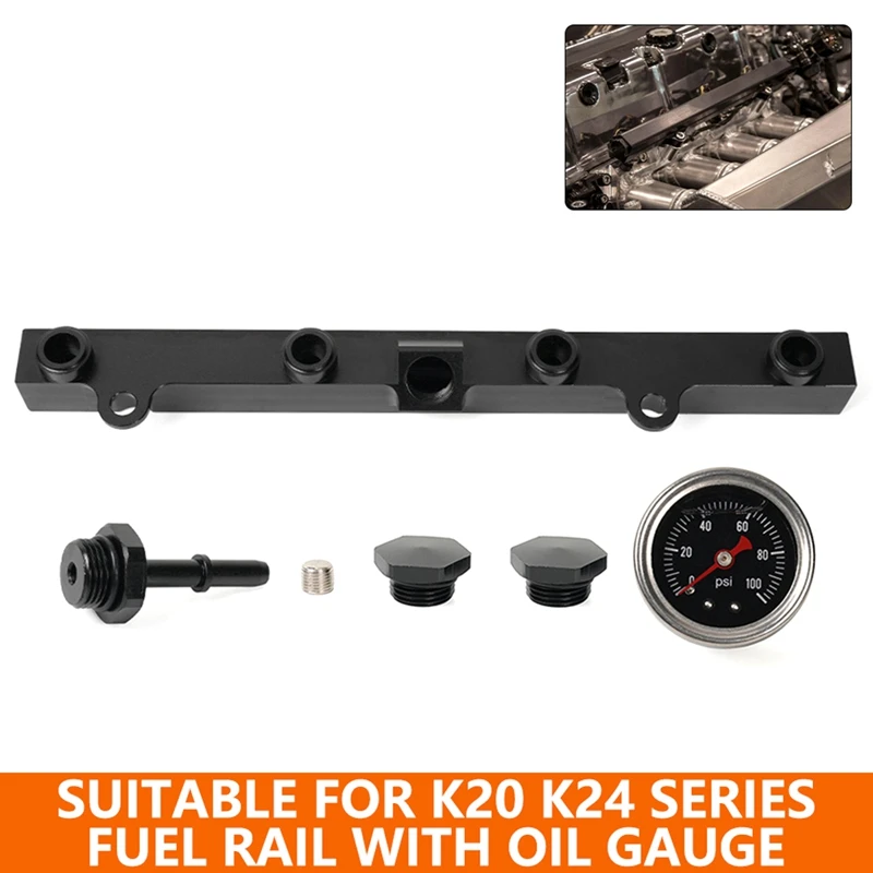 

K Series High Fuel Rail With Fuel Pressure Gauge Kit For Honda Civic Acura K Swap K20 K24 Engine Booster Fuel Rail Easy Install