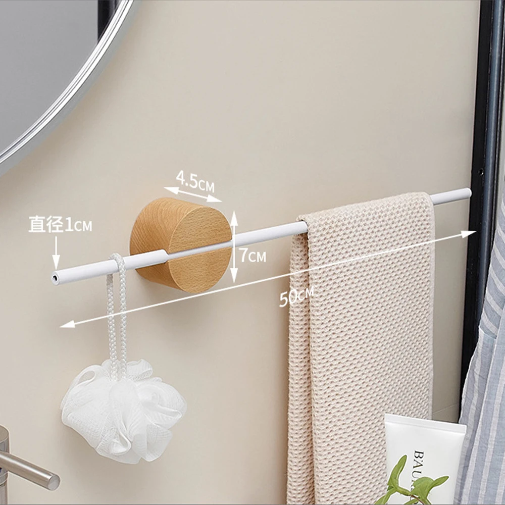 Towel Rack 40/50cm Movable Towel Rod Rack Hanger Bath Towel Holder Wall Hanging Bars Aluminium Bathroom Shelf Kitchen Storage Rack