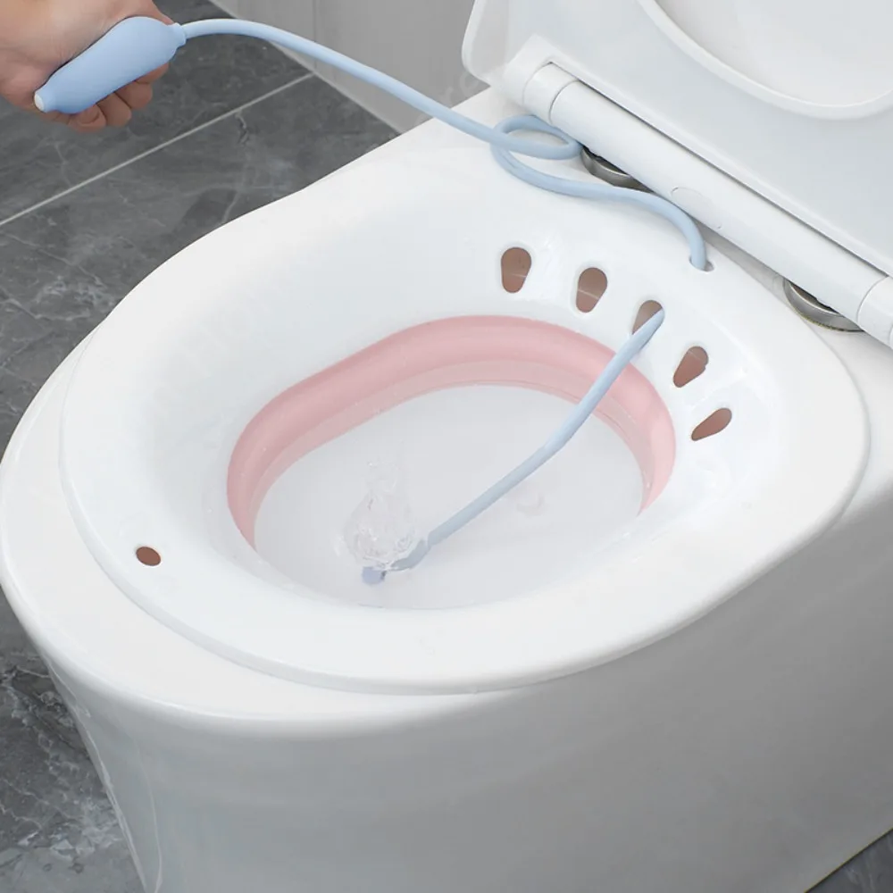 Woman Folding Toilet Bidet Portable Seat Self Cleaning Hip Irrigator for Postpartum Perineum Soaking Hemorrhoid Patient Elderly