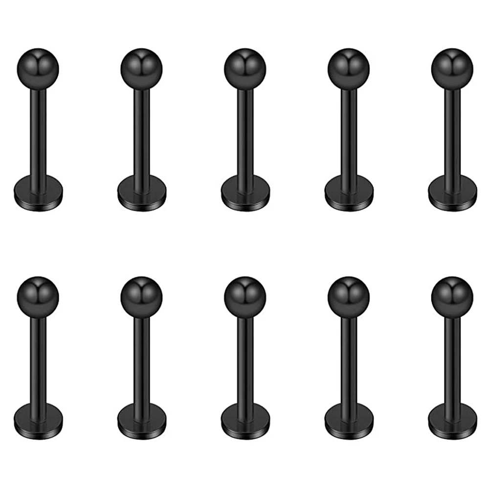 Black Titanium Anodized Stainless Steel Ball Labret Monroe Lip Ring/Tragus/Helix/Cartilage Earring Stud Barbell 10PCS piercing jewelry,body piercing earrings,ear piercing jewelry,metal jewelry,body piercing jewelry,body jewelry
