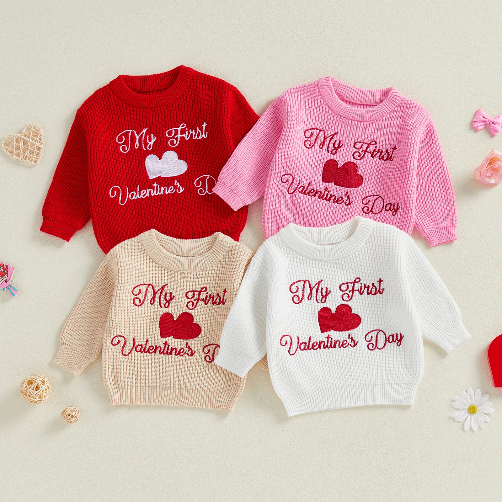 FOCUSNORM 0-18M 러블리 베이비 보이즈 걸스 발렌타인 니트 스웨터 4..