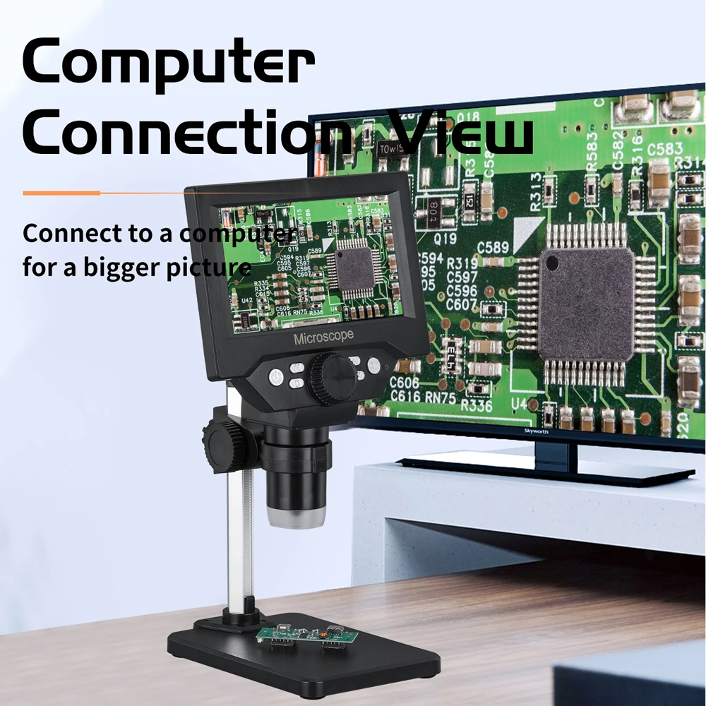  USB ׷ LCD  ̰, 4.3 ġ 1080P 10 ްȼ HD ũ ī޶  ڴ, 1-1000  Ȯ 
