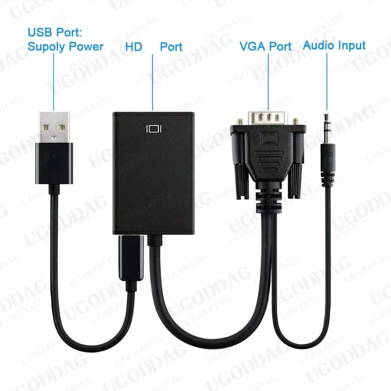 VGA to HDMI-Compatible Adapter For Connecting VGA Interface Laptop to HDTV Male HDTV Female Converter 3.5mm Audio Lead