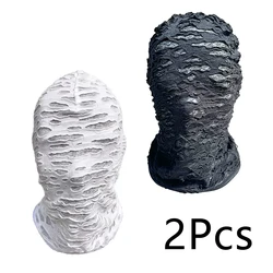 Musion Gothic Punk Distressed Ripped Face Mask - Comfort Fit Windproof for Skiing, Cycling & Street Style (Black White)