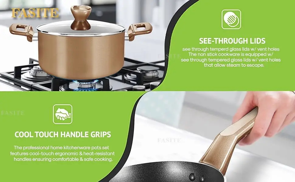 kitchen ware;nonstick cookware;cooking sets;cooking sets;green ceramic kitchen knives with b