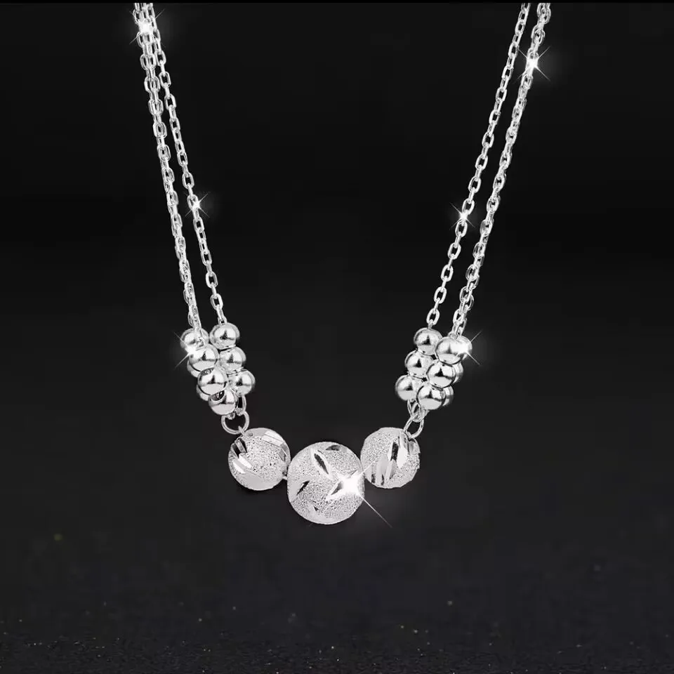 

Wholesale Cute 925 Sterling Silver Charms Necklace Beads Jewelry Fashion Chain for Women Lady Wedding Gift Lovely