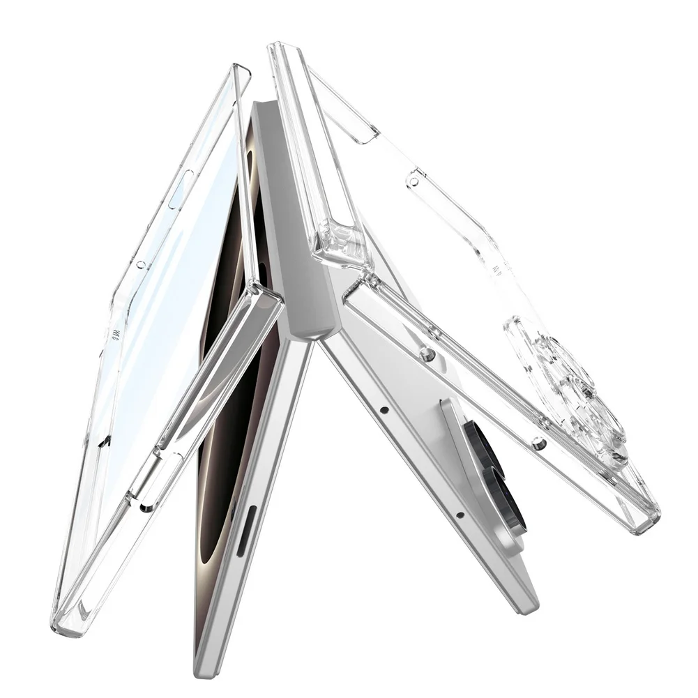 Ultra Protective Transparent Full-Coverage Phone Case with Magnetic Rebound Hinge