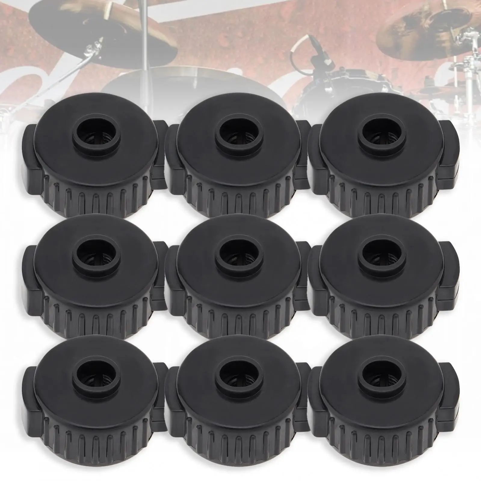9pcs Black Plastic Quick Release Cymbal Nuts for 8mm Threaded Cymbal Stands Percussion Replacement Kitparts Cymbals Mate Nuts