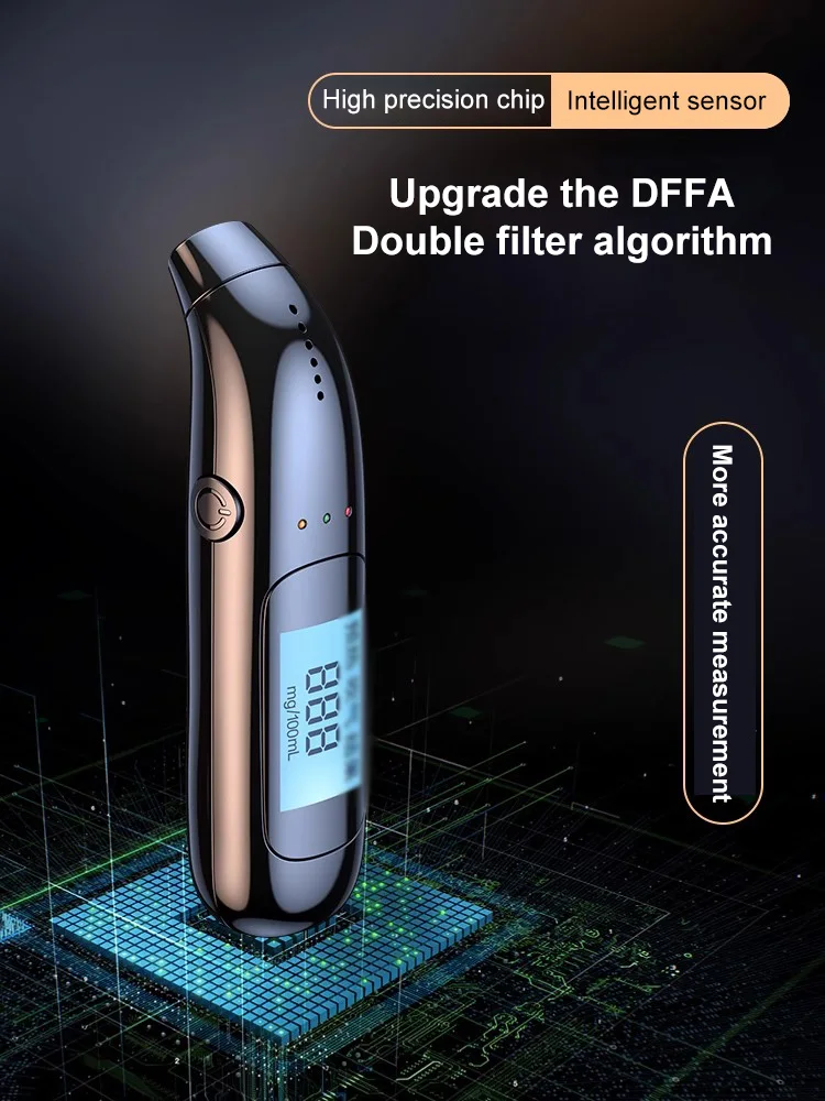 Rechargeable Alcohol Tester High Precision Breathalyzer Alcometer Non-contact Professional Car Portable Alcohol Detector