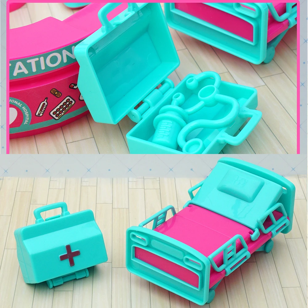 1/12 Dollhouse Hospital Bed Doctor Stethoscope Imitation Counter Pretend Play Miniature Furniture Accessories Nurse Medical Gift 5