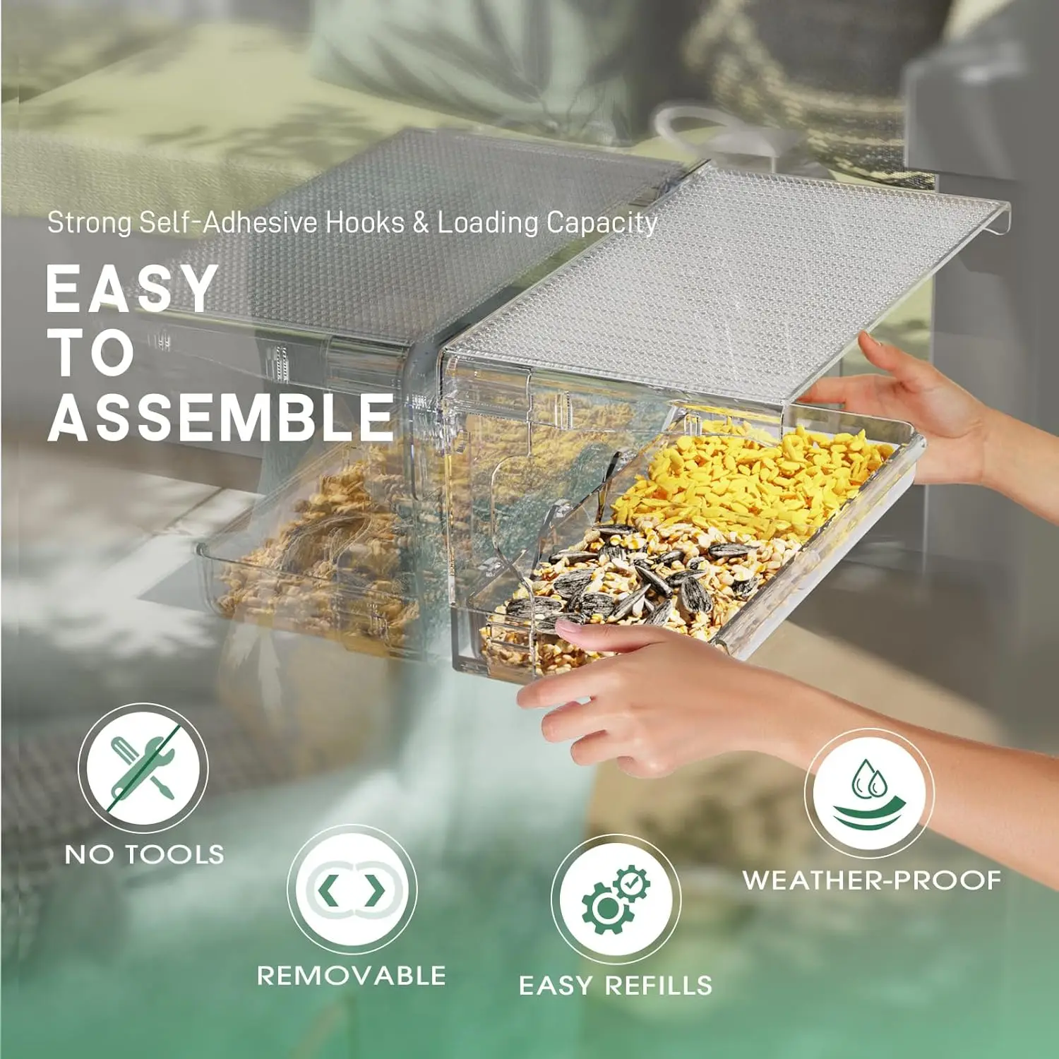 Window Bird Feeder for Outdoors, Transparent Bird House Outside Wild Watching for Garden, Yard, Elderly Kids Viewing