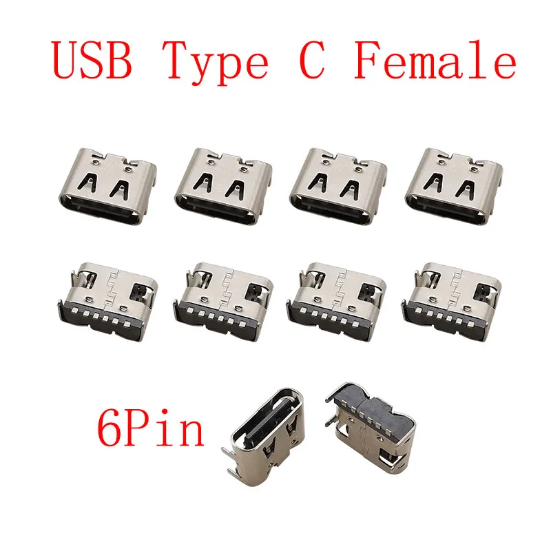 USB Type C Female Jack Charging Port Connectors - Pack of 10