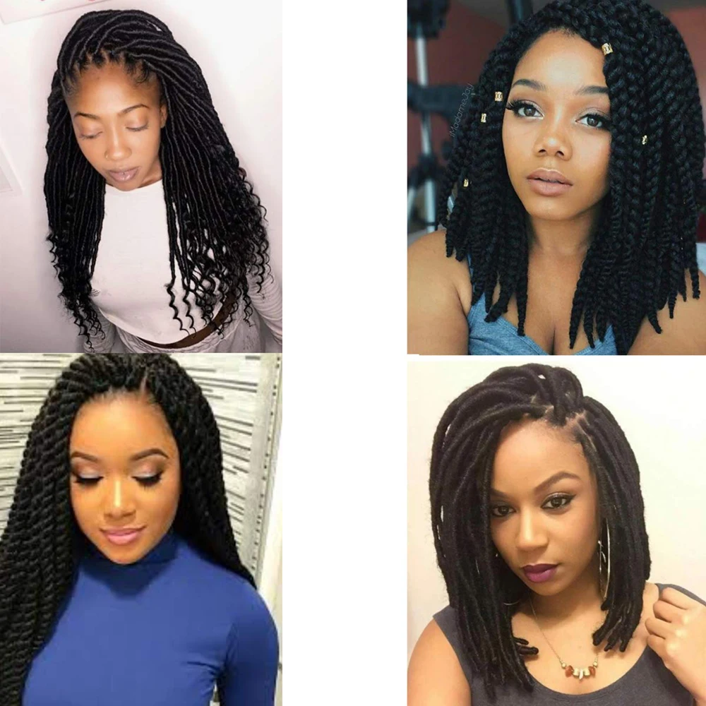 5 Roll Black Brazilian Wool Hair Acrylic Yarn For African Synthetic Braiding Hair Extension for Women Black 6