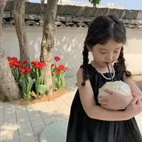 Mode nouvelles filles bébé noir robe d'été fille élégante enfants sans manches robes de fête d'anniversaire enfants vêtements robes 25 5