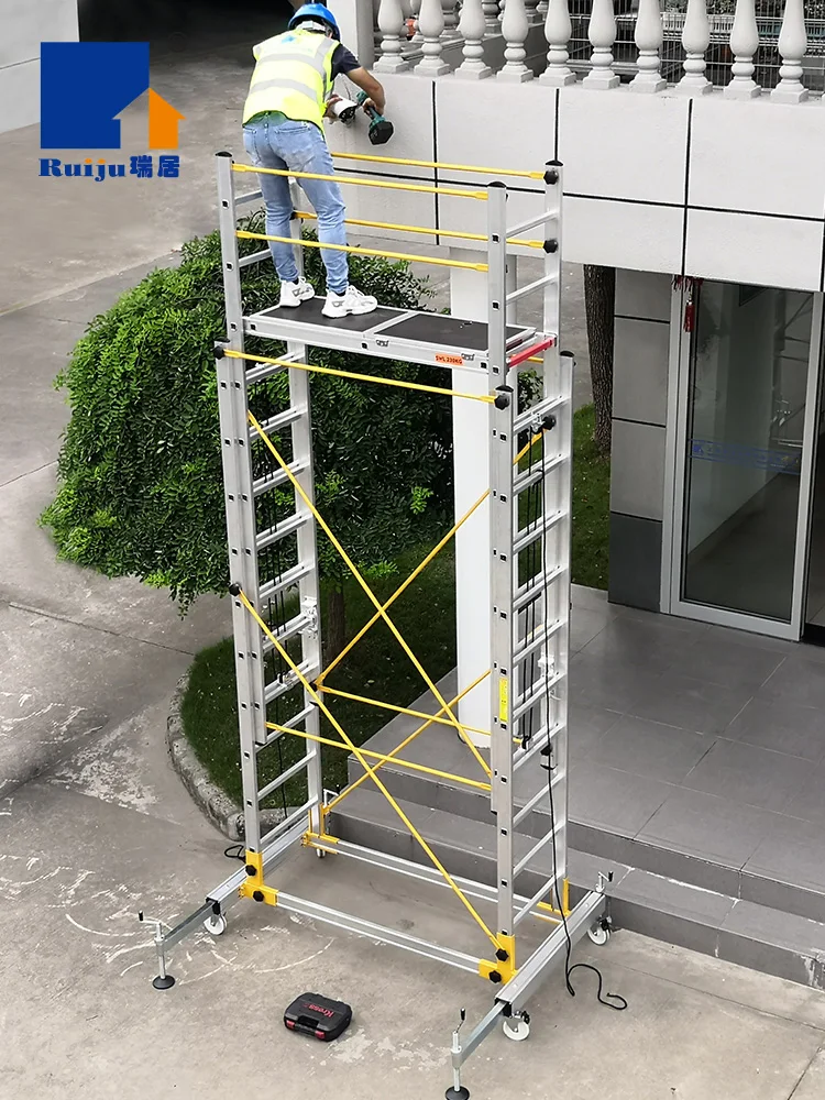 

Aluminum alloy scaffolding movable telescopic scaffold factory direct folding engineering ladder platform.