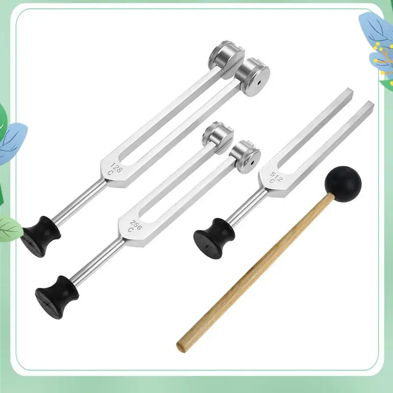 SYDS 4 Pack Tuning Fork Set(128Hz, 256Hz, 512Hz)With Tuning Fork Hammer For Sound Sound Vibration Tool