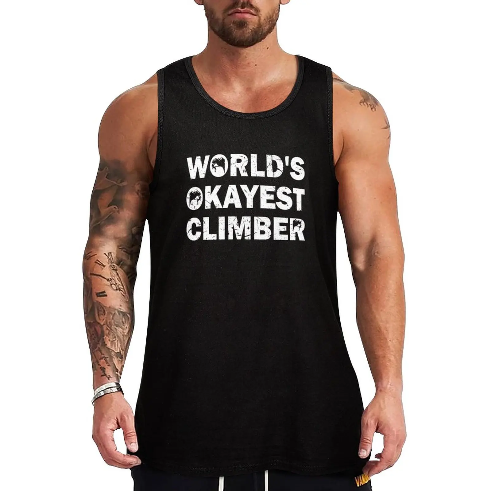 New Rock Climbing Gift Worlds Okayest Climber Tank Top Anime Gym Gym Abbigliamento Uomo