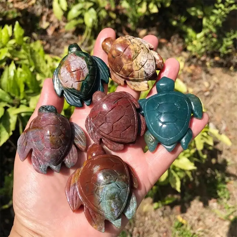 

5 см искусственная черепаха, кварцевый кристалл, фигурка черепахи, резьба, ремесла, исцеляющий кристалл, натуральная Океаническая яшма 1 шт.
