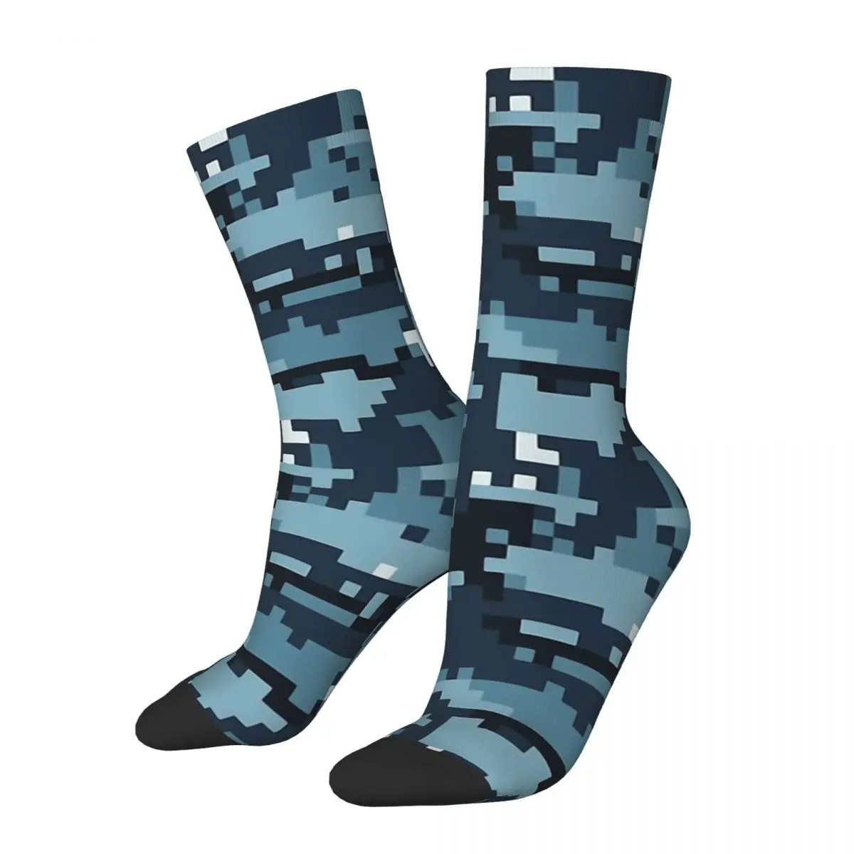 

Navy Blue Digital Camo Camouflage Army Socks Sports 3D Print Boy Girls Mid-calf Sock