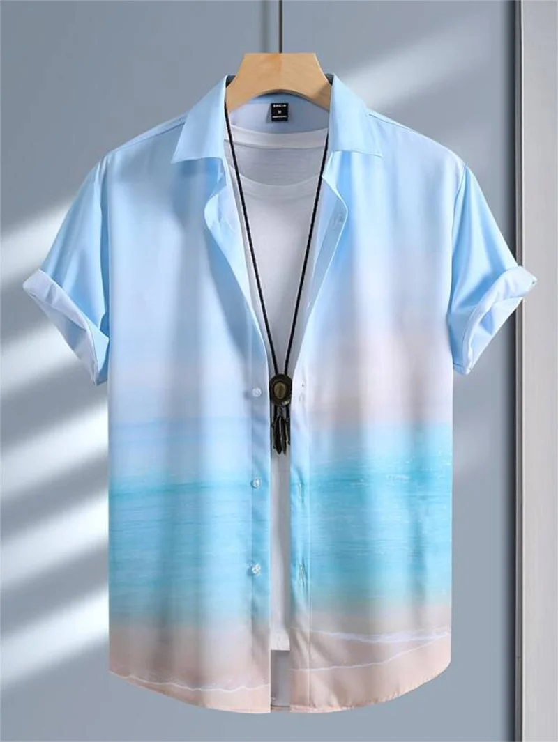 Tokyo Printed Short Sleeved Shirts Men's Summer Beach Shirt Hawaii Casual Vacation Tops New Men's Quick Drying Trendy Clothing 2