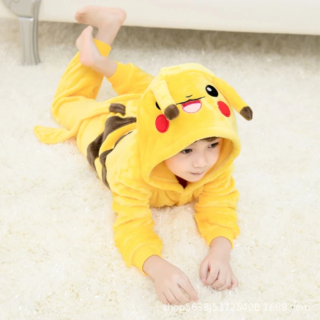 Pokemon Pikachu Uma Peça Com Capuz Macacão Crianças Menino Menina Ponto Em  Casa Pijamas Crianças Dinossauro Bonito Do Bebê Roupas De Natal - Jeans -  AliExpress