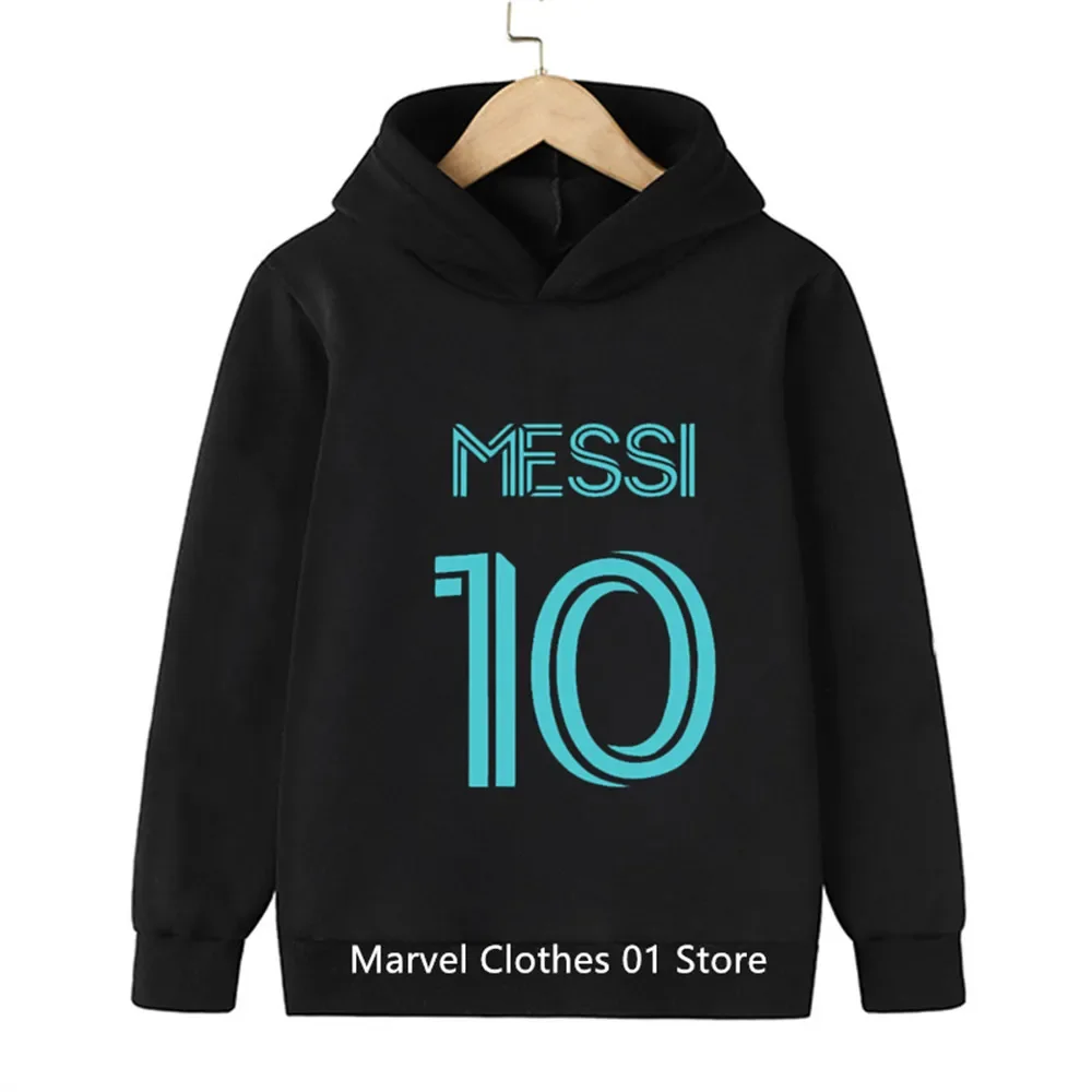 thumbnail image 1 of 2024 HOT New Kids Primavera Otoño Moda 2 piezas Sudadera con capucha Chándales 3-13 años Niños Niñas Messi No.10 Trajes Estampados Ropa para Niños, 1 of 5