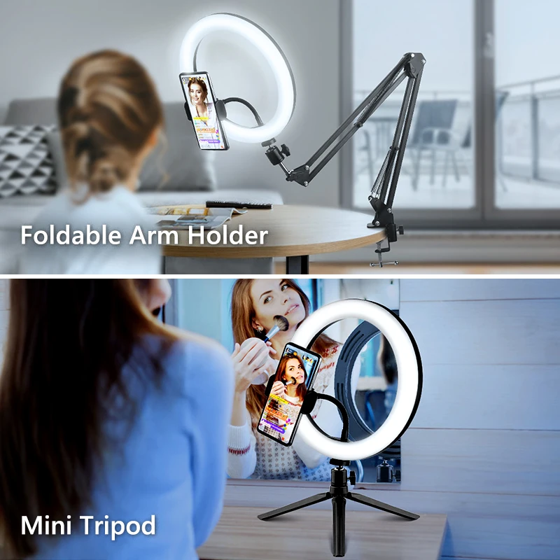 Led Selfie Ring Light com Suporte Móvel Aro de Lâmpada Suporte para Tripé Ringlight para Transmissão de Vídeo ao Vivo Fotografia - Image 4